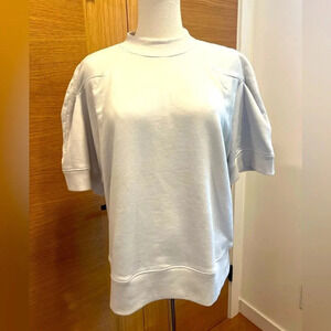 AGOLDE - Sweatshirt Washed French Terry Cotton Boxy Light Grey Puff Shoulders S